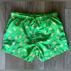 Zara Green Melon-Print Swim Shorts